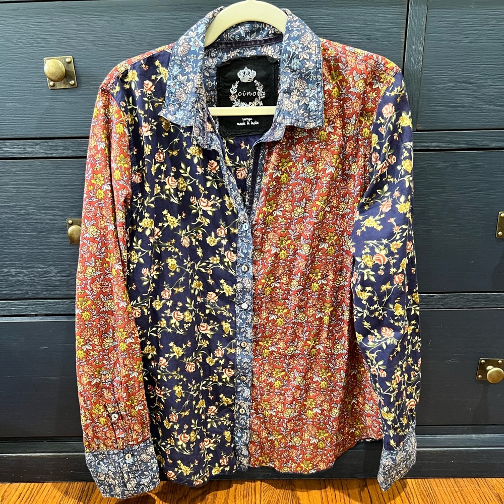 Cino Santiago Mix Print Button Down - Size L